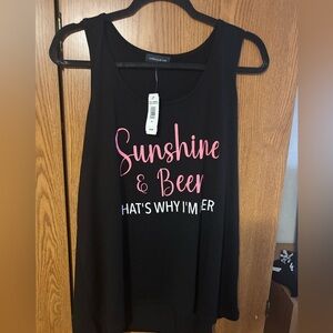 Black Tank Top with Pink and White Text